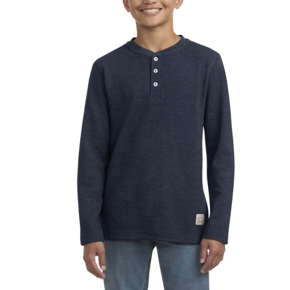 Levi's Boys Thermal Henley Long Sleeve Tee. Color: Navy Blazer Heather. Size L ( - Picture 1 of 4